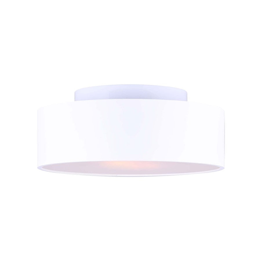 Canarm Cadell 13in 2-Light Flush Mount | Modern Matte White and Frosted Glass | Hallway & Closet | 13 x 5.25 in | Model IFM742B13WH