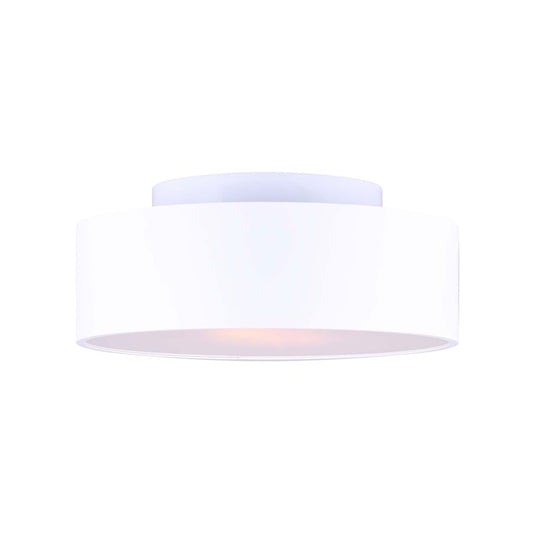 Canarm Cadell 13in 2-Light Flush Mount | Modern Matte White and Frosted Glass | Hallway & Closet | 13 x 5.25 in | Model IFM742B13WH