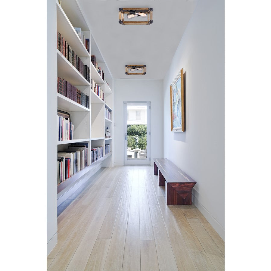 Canarm Moss 14in 2-Light Flush Mount | Modern Black and Real Wood Metal | Hallway & Entryway | 13.75 x 13.75 x 7 in | Model IFM756A13BKW