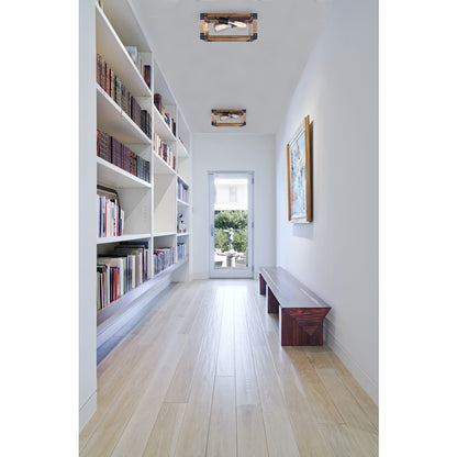 Canarm Moss 14in 2-Light Flush Mount | Modern Black and Real Wood Metal | Hallway & Entryway | 13.75 x 13.75 x 7 in | Model IFM756A13BKW