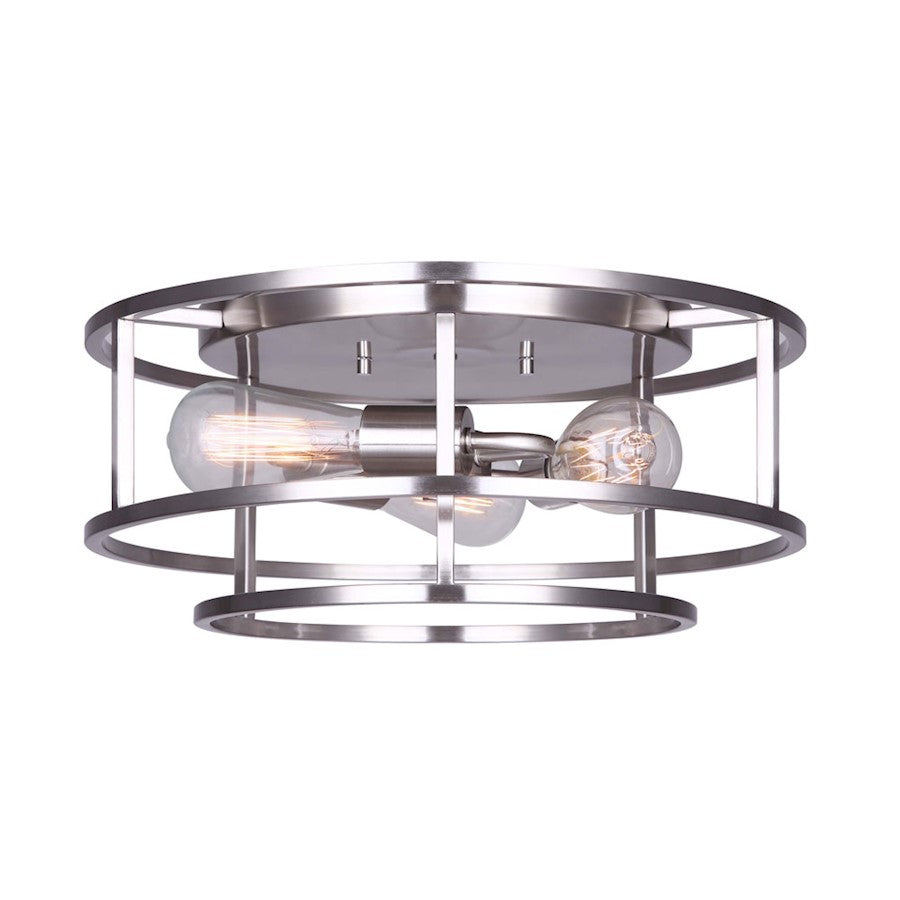 Canarm Luca 16in 3-Light Flush Mount | Modern Brushed Nickel Metal | Living Room & Bedroom | 15.75 x 15.75 x 7 in | Model IFM757A16BN