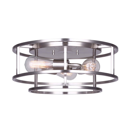 Canarm Luca 16in 3-Light Flush Mount | Modern Brushed Nickel Metal | Living Room & Bedroom | 15.75 x 15.75 x 7 in | Model IFM757A16BN