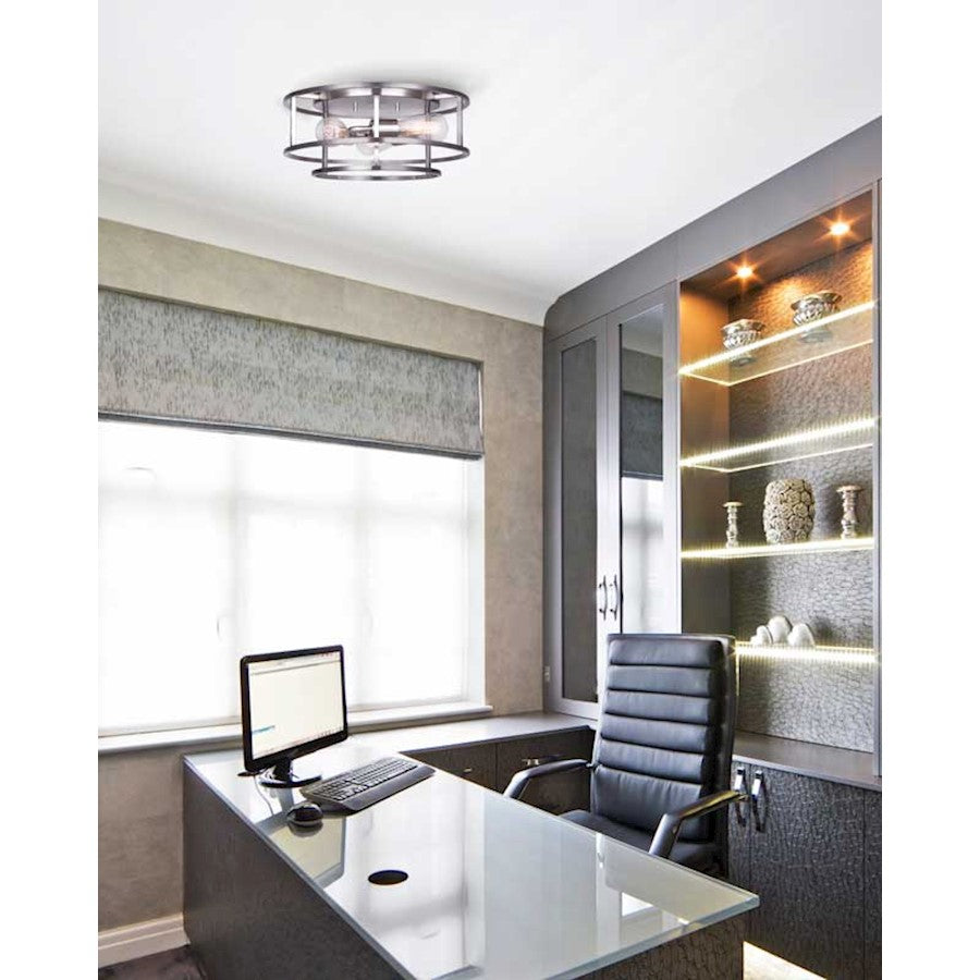 Canarm Luca 16in 3-Light Flush Mount | Modern Brushed Nickel Metal | Living Room & Bedroom | 15.75 x 15.75 x 7 in | Model IFM757A16BN