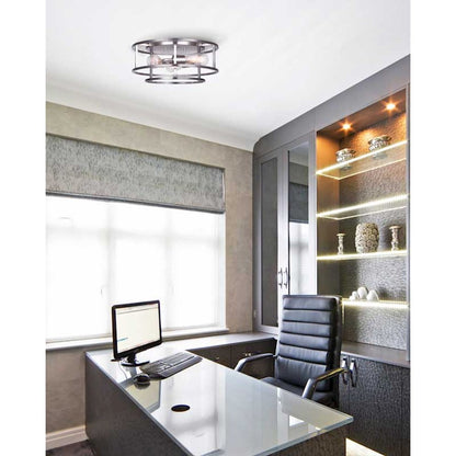 Canarm Luca 16in 3-Light Flush Mount | Modern Brushed Nickel Metal | Living Room & Bedroom | 15.75 x 15.75 x 7 in | Model IFM757A16BN