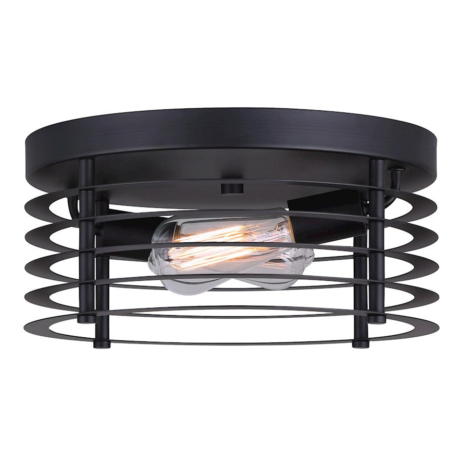 Canarm Alder 13in 2-Light Flush Mount | Matte Black Metal | Kitchen & Hallway Ceiling Light | 13 x 13 x 6 in | Model IFM779B13BK