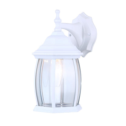 Canarm Madison 12in 1-Light Outdoor Lantern | White Metal and Clear Beveled Glass | Entryway & Patio Wall Light | Model IOL1211