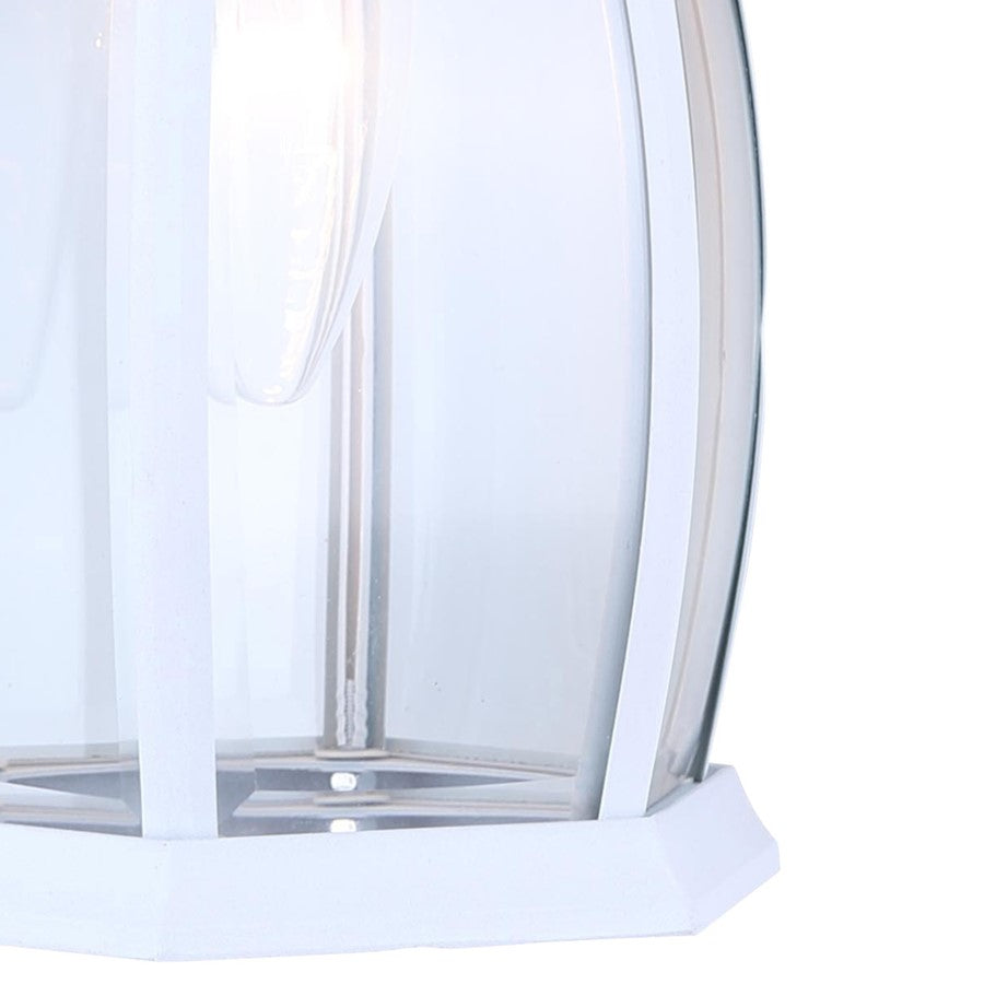 Canarm Madison 12in 1-Light Outdoor Lantern | White Metal and Clear Beveled Glass | Entryway & Patio Wall Light | Model IOL1211