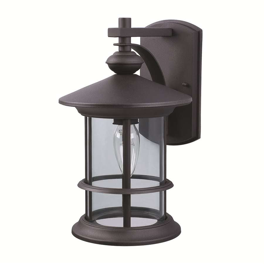 Canarm Treehouse 13in 1-Light Outdoor Wall Lantern | Black Steel and Clear Glass | Entryway & Patio Wall Light | 8 x 9.75 x 13 in | Model IOL124BK