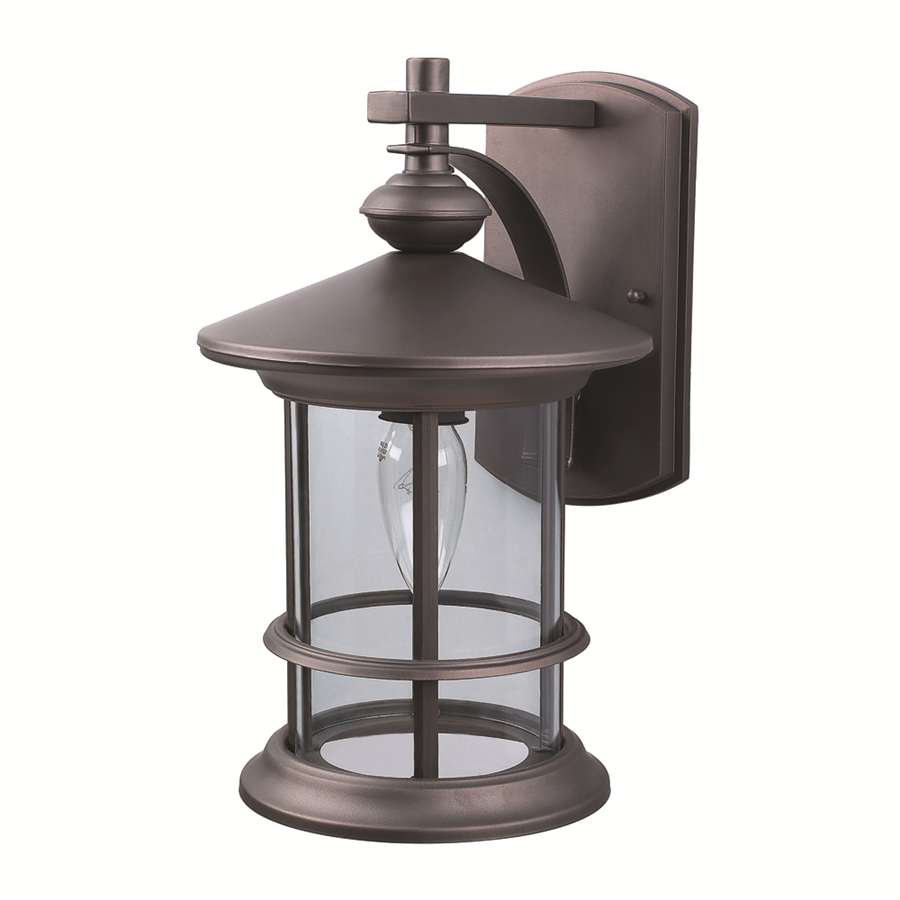 Canarm Treehouse 8in 1-Light Outdoor Wall Lantern | Oil Rubbed Bronze and Clear Glass | Covered Patio & Entryway | 8 x 9.75 x 13 in | Model IOL124ORB