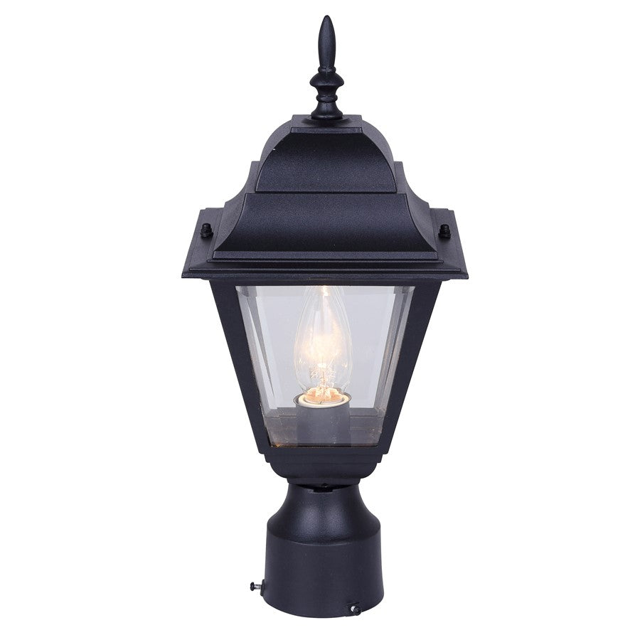 Canarm Madison 16.75in 1-Light Outdoor Post Lantern | Classic Black and Clear Beveled Glass | Driveway & Garden | 7.25 x 16.75 in | Model IOL1310