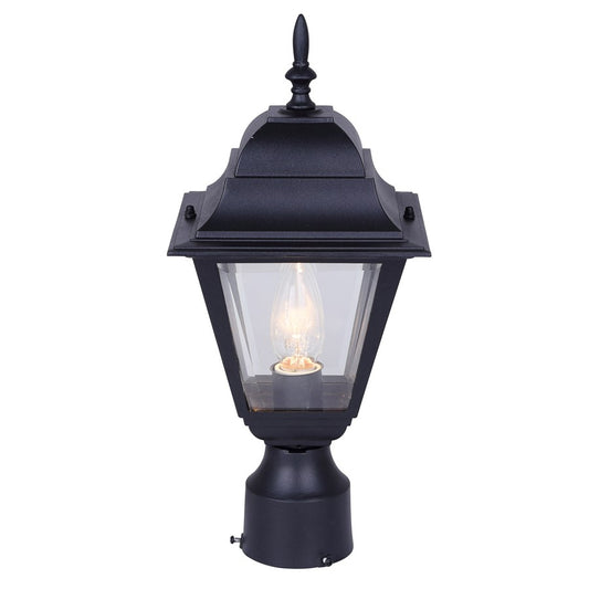 Canarm Madison 16.75in 1-Light Outdoor Post Lantern | Classic Black and Clear Beveled Glass | Driveway & Garden | 7.25 x 16.75 in | Model IOL1310