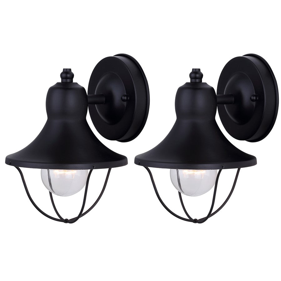 Canarm Madison 6in 1-Light Outdoor Lantern | Industrial Matte Black and Clear Glass | Porch & Garage Wall Light | Model IOL143TBK-C