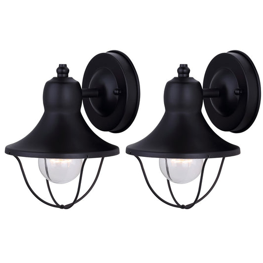 Canarm Madison 6in 1-Light Outdoor Lantern | Industrial Matte Black and Clear Glass | Porch & Garage Wall Light | Model IOL143TBK-C