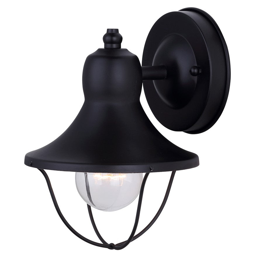 Canarm Madison 6in 1-Light Outdoor Lantern | Industrial Matte Black and Clear Glass | Porch & Garage Wall Light | Model IOL143TBK-C