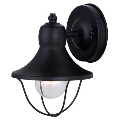 Canarm Madison 6in 1-Light Outdoor Lantern | Industrial Matte Black and Clear Glass | Porch & Garage Wall Light | Model IOL143TBK-C