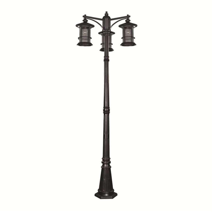 Canarm Treehouse 28.5in 3-Light Outdoor Post Light | Traditional Black and Clear Glass | Driveway & Garden Post Light | 28.5 x 82 in | Model IOL156BK