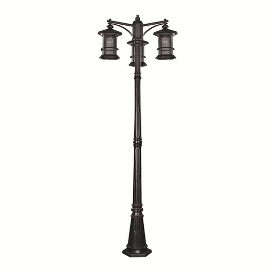 Canarm Treehouse 28.5in 3-Light Outdoor Post Light | Traditional Black and Clear Glass | Driveway & Garden Post Light | 28.5 x 82 in | Model IOL156BK