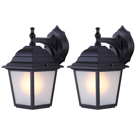 Canarm Deacon 6in 1-Light Outdoor Downlight | Industrial Black and Frosted Glass | Porch & Entryway Wall Light | 6 x 8 x 11 in | Model IOL160TBK-C