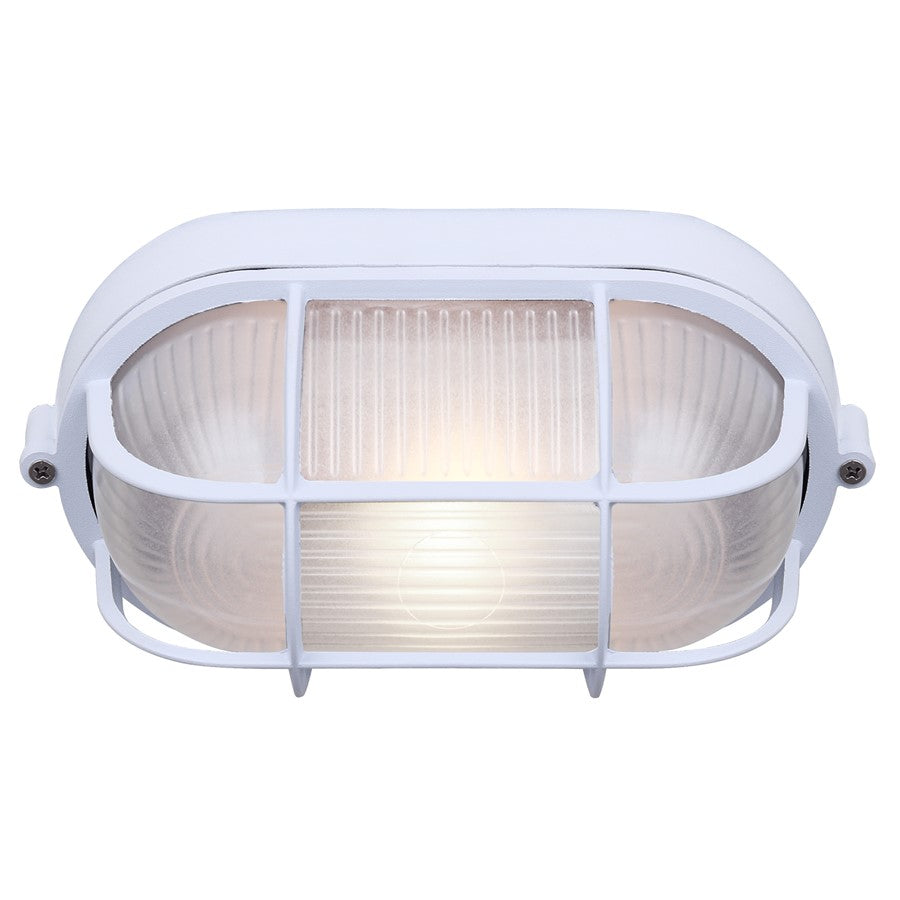 Canarm Marine 4.375in 1-Light Outdoor Lantern | White Cast Aluminum and Frosted Glass | Porch & Patio | 8.25 x 4.125 x 4.375 in | Model IOL1611