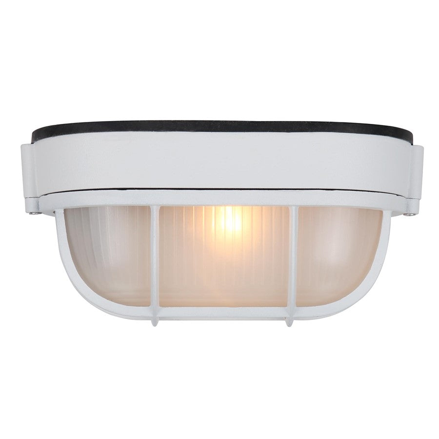 Canarm Marine 4.375in 1-Light Outdoor Lantern | White Cast Aluminum and Frosted Glass | Porch & Patio | 8.25 x 4.125 x 4.375 in | Model IOL1611