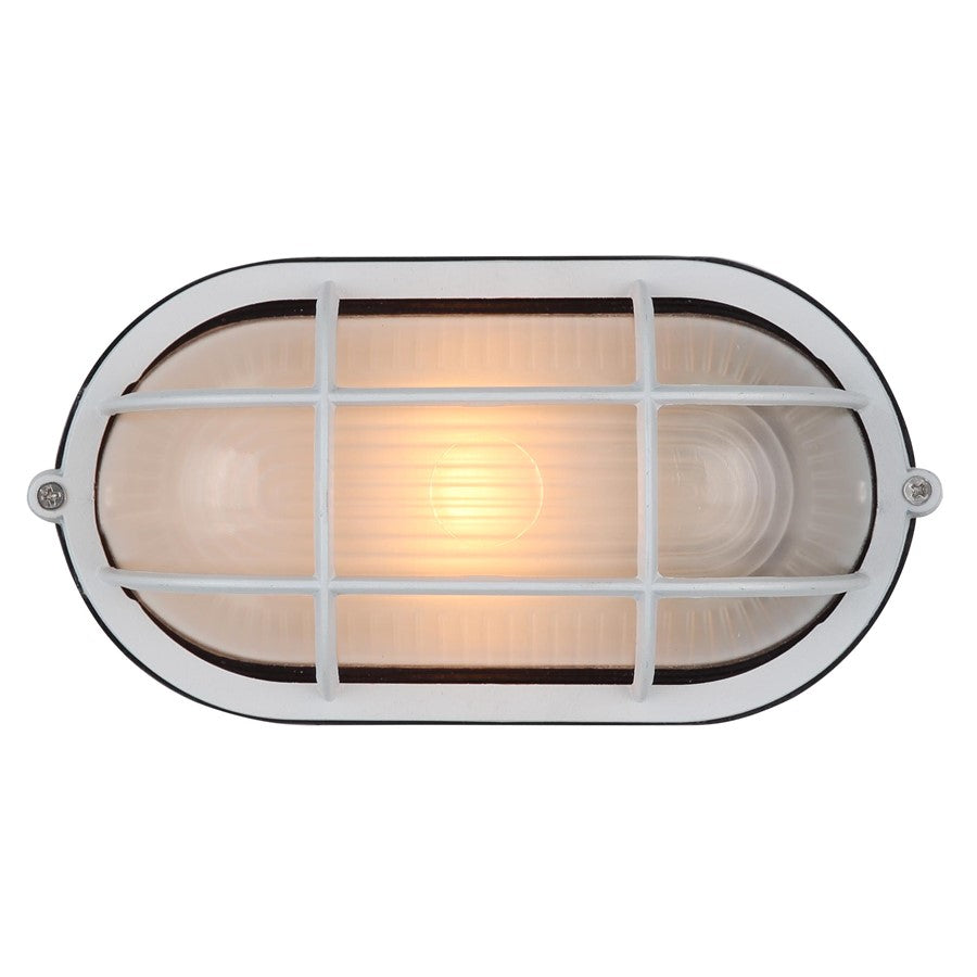 Canarm Marine 4.375in 1-Light Outdoor Lantern | White Cast Aluminum and Frosted Glass | Porch & Patio | 8.25 x 4.125 x 4.375 in | Model IOL1611