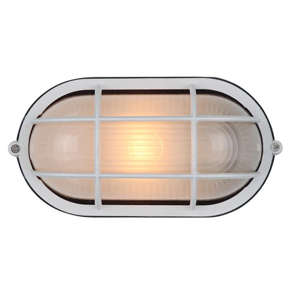 Canarm Marine 4.375in 1-Light Outdoor Lantern | White Cast Aluminum and Frosted Glass | Porch & Patio | 8.25 x 4.125 x 4.375 in | Model IOL1611