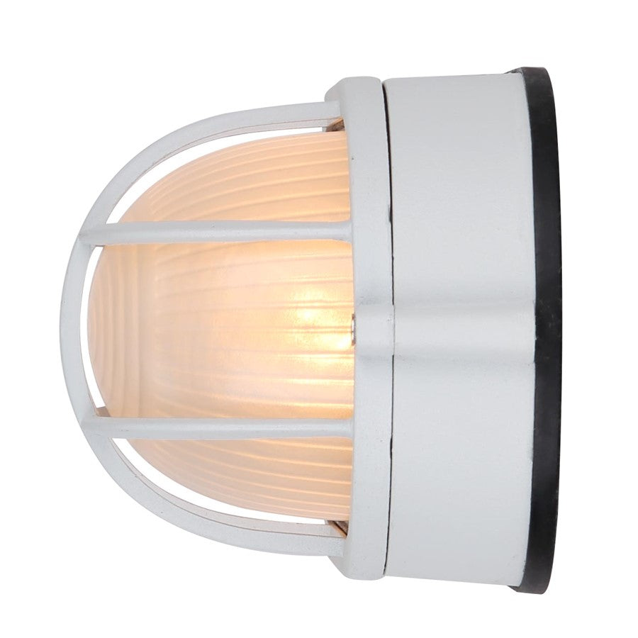 Canarm Marine 4.375in 1-Light Outdoor Lantern | White Cast Aluminum and Frosted Glass | Porch & Patio | 8.25 x 4.125 x 4.375 in | Model IOL1611