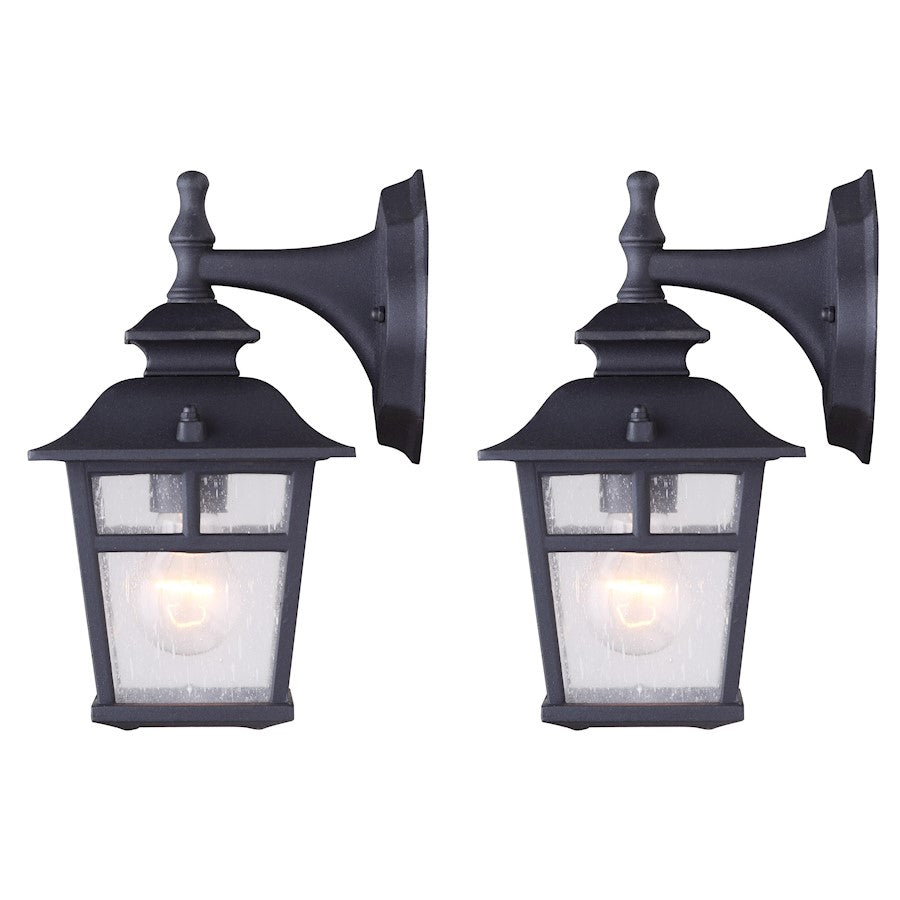 Canarm Fieldhouse 11in 1-Light Outdoor Wall Light Twinpack | Black Steel and Seeded Glass | Porch & Entryway | 6.25 x 7.75 x 11 in | Model IOL183TBK-C