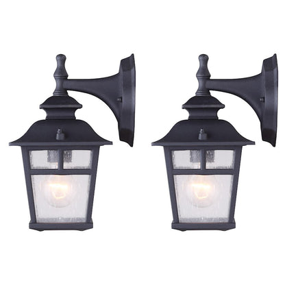 Canarm Fieldhouse 11in 1-Light Outdoor Wall Light Twinpack | Black Steel and Seeded Glass | Porch & Entryway | 6.25 x 7.75 x 11 in | Model IOL183TBK-C