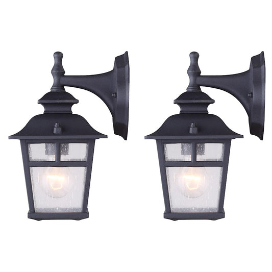 Canarm Fieldhouse 11in 1-Light Outdoor Wall Light Twinpack | Black Steel and Seeded Glass | Porch & Entryway | 6.25 x 7.75 x 11 in | Model IOL183TBK-C