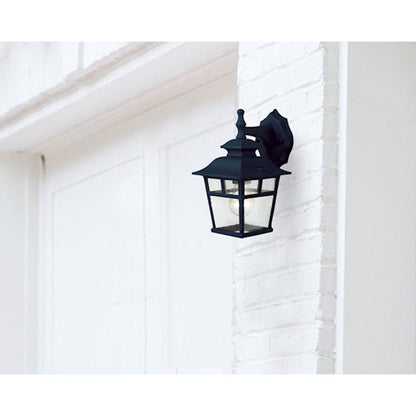 Canarm Fieldhouse 11in 1-Light Outdoor Wall Light Twinpack | Black Steel and Seeded Glass | Porch & Entryway | 6.25 x 7.75 x 11 in | Model IOL183TBK-C