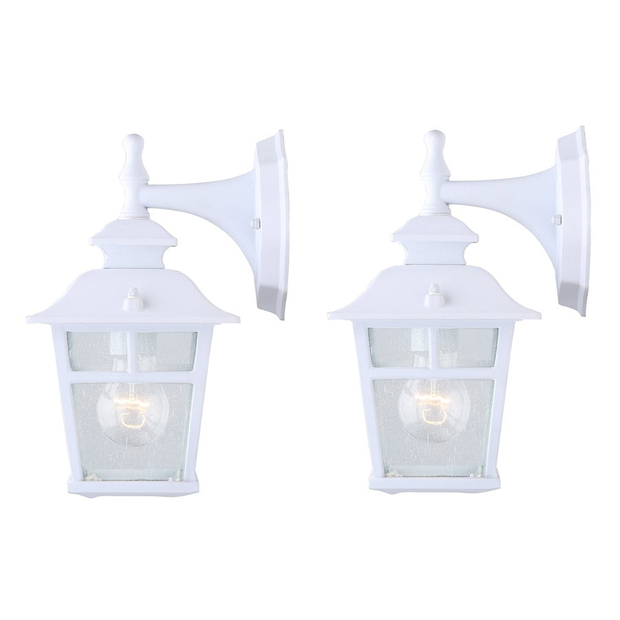 Canarm Fieldhouse 6in 1-Light Outdoor Wall Sconce | White Steel and Seeded Glass | Porch & Entryway | 6.25 x 7.75 x 11 in | Model IOL183TWH-C