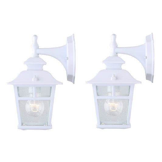 Canarm Fieldhouse 6in 1-Light Outdoor Wall Sconce | White Steel and Seeded Glass | Porch & Entryway | 6.25 x 7.75 x 11 in | Model IOL183TWH-C