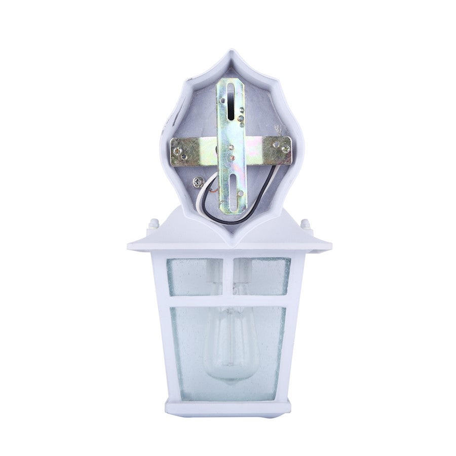 Canarm Fieldhouse 6in 1-Light Outdoor Wall Sconce | White Steel and Seeded Glass | Porch & Entryway | 6.25 x 7.75 x 11 in | Model IOL183TWH-C