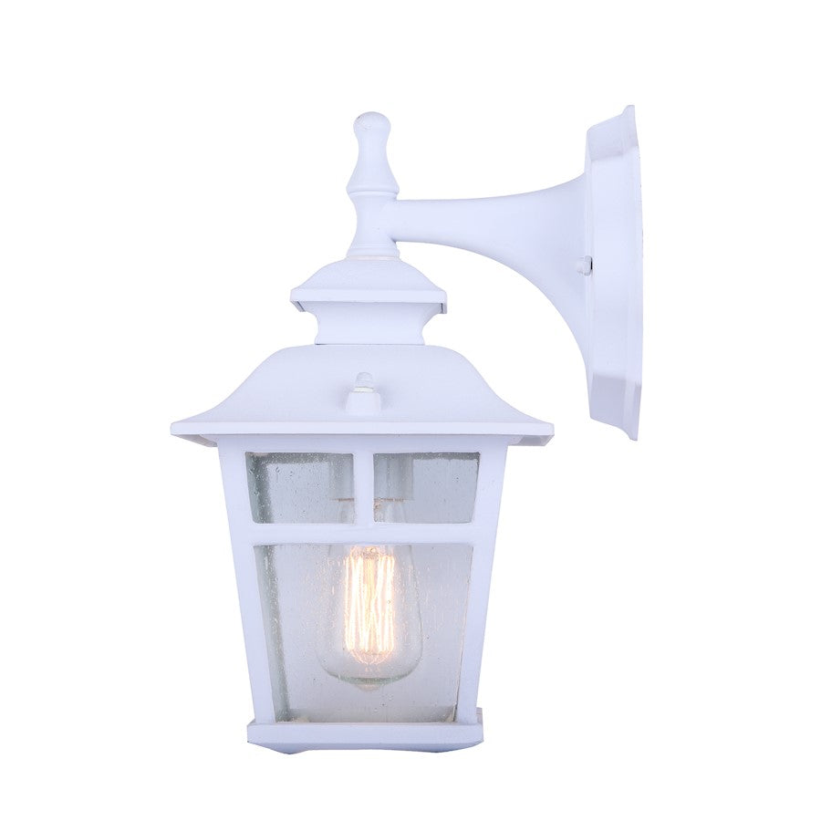 Canarm Fieldhouse 6in 1-Light Outdoor Wall Sconce | White Steel and Seeded Glass | Porch & Entryway | 6.25 x 7.75 x 11 in | Model IOL183TWH-C