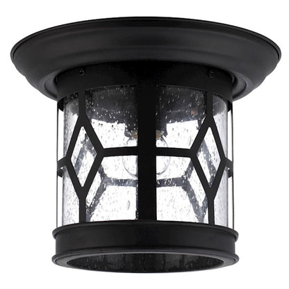 Canarm Atlanta 10in 1-Light Outdoor Downlight | Black Steel with Seeded Glass | Porch & Entryway Wall Light | 10 x 10 x 8 in | Model IOL207BK