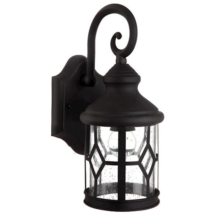 Canarm Atlanta 13in 1-Light Outdoor Wall Sconce | Black Steel/Aluminum with Seeded Glass | Porch & Entryway Wall Light | Model IOL208BK