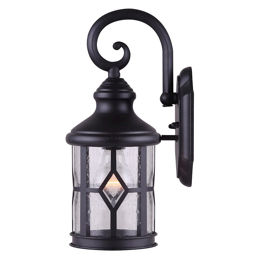 Canarm Atlanta 13in 1-Light Outdoor Wall Sconce | Black Steel/Aluminum with Seeded Glass | Porch & Entryway Wall Light | Model IOL208BK
