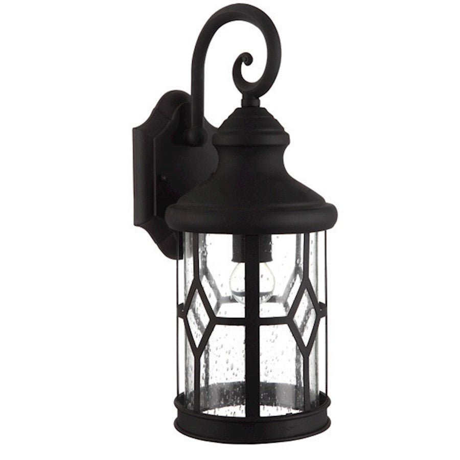 Canarm Atlanta 16in 1-Light Outdoor Downlight | Black Steel/Aluminum with Seeded Glass | Porch & Entryway Wall Light | 6 x 8 x 16 in | Model IOL209BK