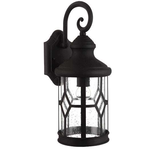 Canarm Atlanta 16in 1-Light Outdoor Downlight | Black Steel/Aluminum with Seeded Glass | Porch & Entryway Wall Light | 6 x 8 x 16 in | Model IOL209BK