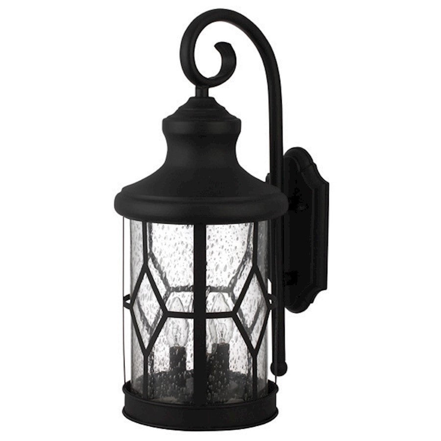 Canarm Outdoor 22in 1-Light Wall Sconce | Black Steel/Aluminum and Seeded Glass | Covered Patio & Entryway | 11.58 x 8.78 x 21.58 in | Model IOL210BK