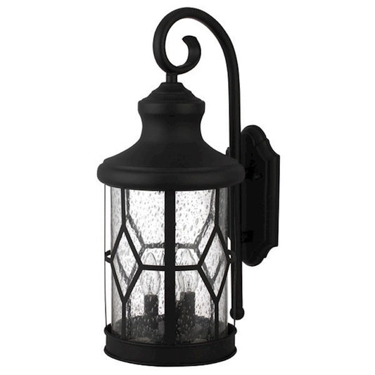 Canarm Outdoor 22in 1-Light Wall Sconce | Black Steel/Aluminum and Seeded Glass | Covered Patio & Entryway | 11.58 x 8.78 x 21.58 in | Model IOL210BK