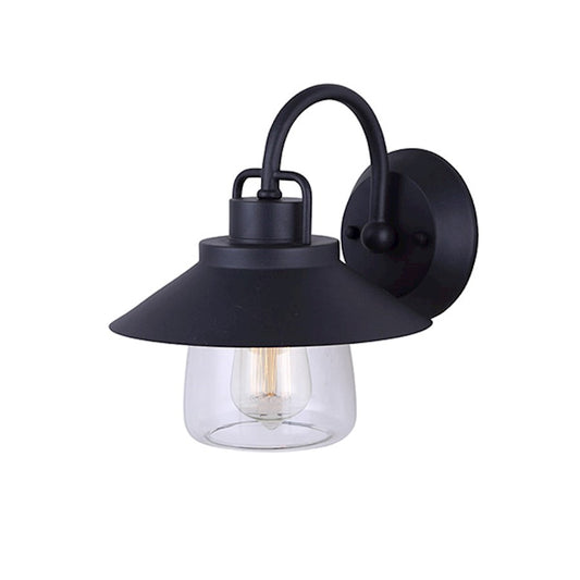 Canarm Colorado 9in 1-Light Outdoor Downlight | Black Steel and Clear Glass | Entryway & Covered Patio | 9 x 10 x 10 in | Model IOL252BK
