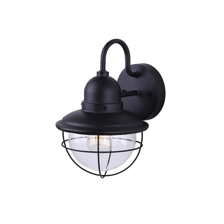 Canarm Lohan 8in 1-Light Outdoor Wall Sconce | Black Steel and Clear Glass | Entryway & Covered Patio | 8 x 8 x 13 in | Model IOL254BK