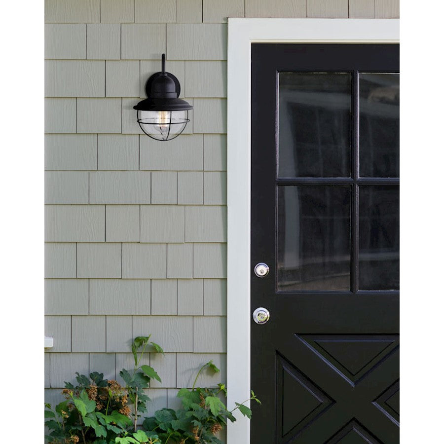 Canarm Lohan 8in 1-Light Outdoor Wall Sconce | Black Steel and Clear Glass | Entryway & Covered Patio | 8 x 8 x 13 in | Model IOL254BK
