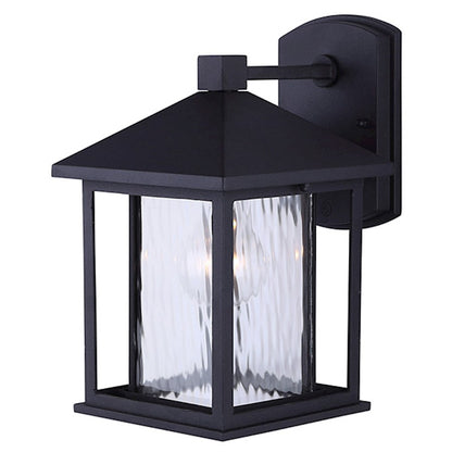 Canarm Elgin 11in 1-Light Outdoor Wall Sconce | Black and Watermark Glass | Entryway & Porch | 6.62 x 8.25 x 11 in | Model IOL283BK