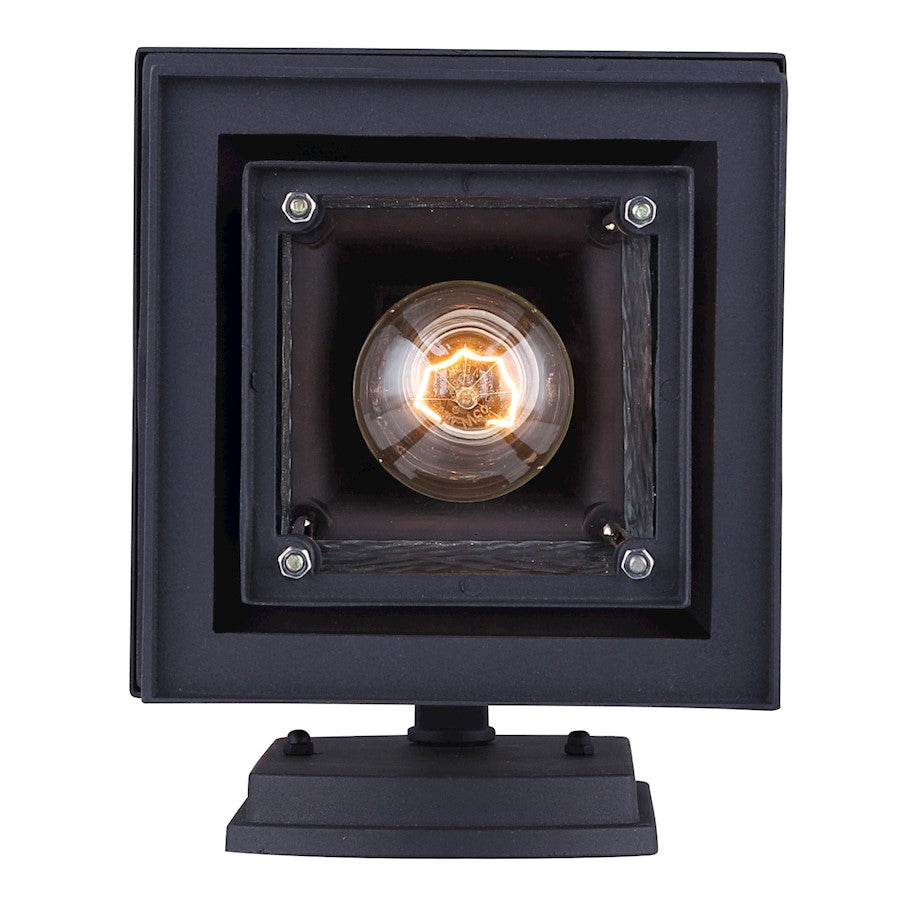 Canarm Elgin 11in 1-Light Outdoor Wall Sconce | Black and Watermark Glass | Entryway & Porch | 6.62 x 8.25 x 11 in | Model IOL283BK
