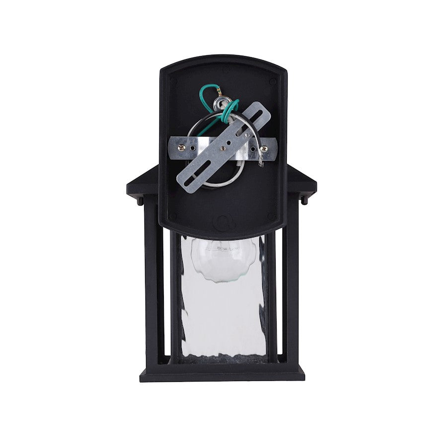 Canarm Elgin 11in 1-Light Outdoor Wall Sconce | Black and Watermark Glass | Entryway & Porch | 6.62 x 8.25 x 11 in | Model IOL283BK