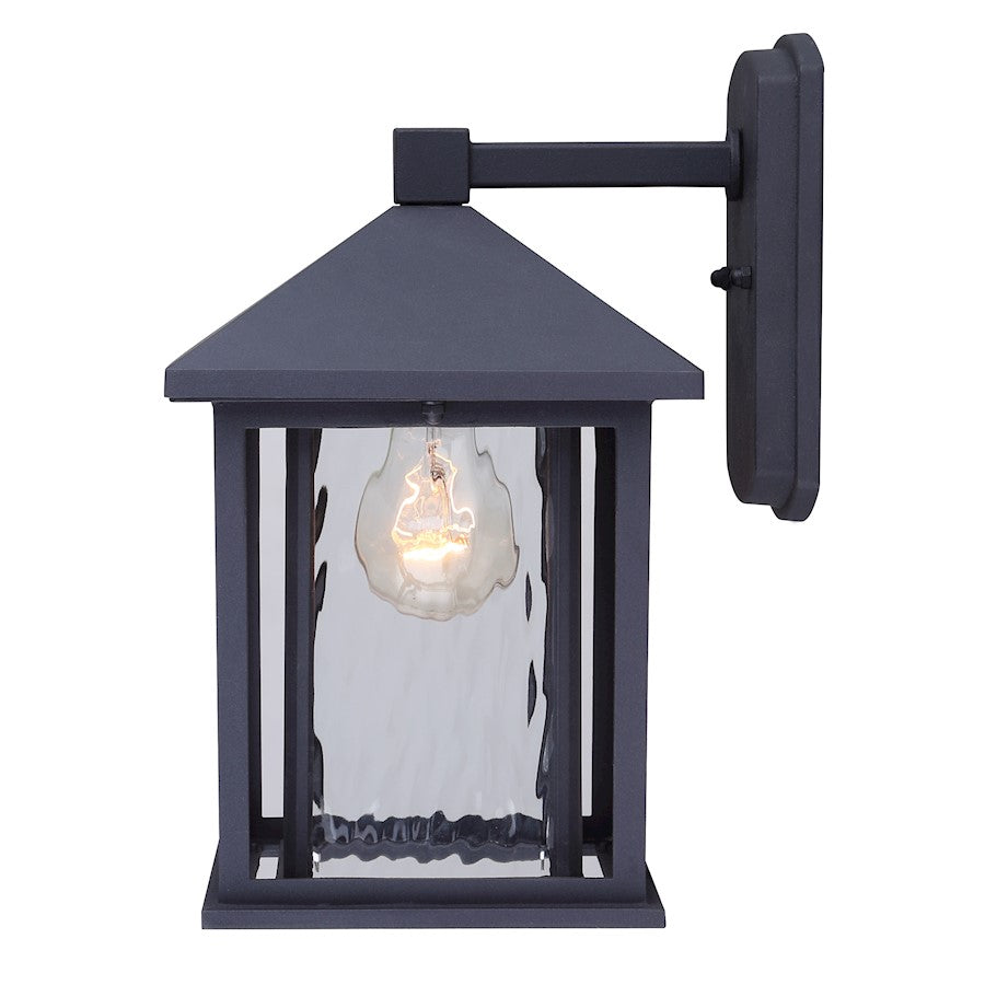 Canarm Elgin 11in 1-Light Outdoor Wall Sconce | Black and Watermark Glass | Entryway & Porch | 6.62 x 8.25 x 11 in | Model IOL283BK