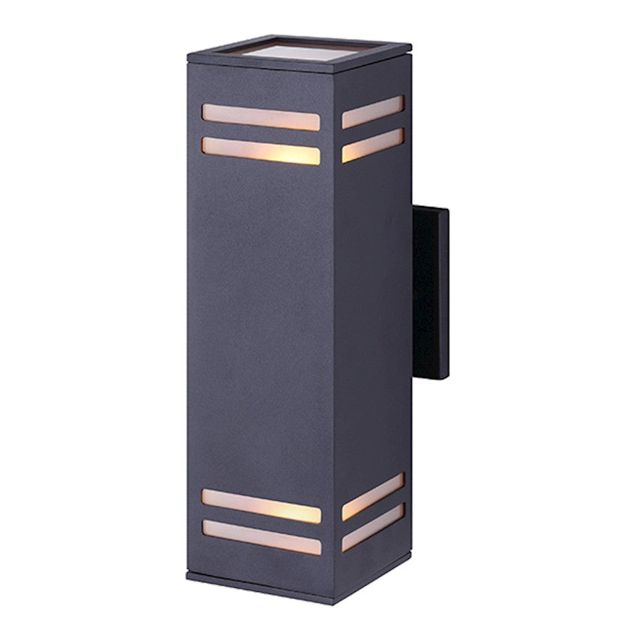 Canarm Tay 13in 2-Light Outdoor Wall Sconce | Modern Black and Frosted Glass | Entryway & Covered Patio | 4.25 x 5.75 x 13 in | Model IOL308BK